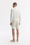 Men's Beige Elastic Waist Lace-Up Seersucker Cotton Relaxed Fit Shorts A51Y3704 - 3