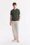 Men's Khaki Polo Neck Rayon Knitwear Regular Fit T-Shirt A51Y5015 - 5