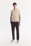 Men's Beige Polo Neck Cotton Knit Regular Fit T-Shirt A51Y5040 - 5