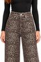 Black Women's High-Waisted Wide-Leg Jeans with Leopard Print - Wild Look - 4