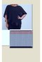 Women's Plus Size Navy Blue Sequin Combination Chiffon Loose Blouse