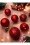 Christmas Ball 3 cm 6 Pieces Cici Ball Red Christmas Pine Tree Ornament Decor Ornament Set - 6
