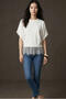 Jers Ultra Soft Textured Lace Detailed Bat Sleeve Women's Top & Women's Lace Blouse & Knitwear Sweater - Ecru - 3