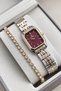 Original Women's Watch - 3 Atm Water Resistant - Gold, Silver, Burgundy Steel Strap - Japanese Movement - 2-Year Warranty - Stylish Gift Boxed Wristwatch Hmby2091C4 - 2