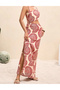 Rochie lunga, Crem/rosu - 4