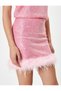 Sequin Sequined Mini Skirt High Waist Feather Detailed Slim Fit - 5