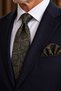 Classic Tie with Green Paisley Pattern Handkerchief Kk13126