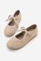 Women's Suede Textured Lace-Up Detailed Round Toe Mary Jane Sports Ballerina Sneaker Palivoy Beige Suede - 7
