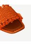 Color Detailed Single Strap Straw Slippers - 5