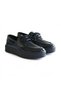 Black Wrinkled Patent Leather Genuine Leather Women's Daily Comfortable Lace-Up Shoes - 4