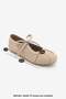 Women's Suede Textured Lace-Up Detailed Round Toe Mary Jane Sports Ballerina Sneaker Palivoy Beige Suede - 8