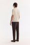Men's Beige Crew Neck Linen Blend Comfort Fit Knitwear T-Shirt A61Y5014 - 5