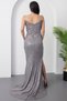 Strapless Neckline Chest Beaded Slit Dress Dmn4971 - 8