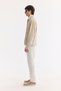 Men's Beige Classic Collar Breathable 100% Linen Comfort Fit Seasonal Coat A61Y6005 - 5