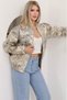 Patterned Glitter Jacquard Bomber Jacket