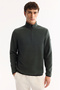 Men's Green Mock Neck Zippered Soft Touch Fleece Regular Fit Sweatshirt E001068 - 5