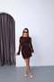 Tulle-Embellished Lined Mini Dress — Brown - 8