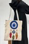 Women's Ethnic Shoulder Bag with Evil Eye Pattern Tapestry Weaving - 2