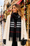 London | Women's Winter Shawl 50x190 cm | Black, Gray, and Red Oversized Plaid-Patterned Thick, Soft, Tasseled Shoulder Shawl With Scarf - 6