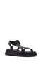 Women's Black Ankle Strap Leather Comfort Sandals 26Sfd300118 - 7