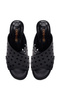 Women's Black Thick Heeled Leather Slippers 26Pfd230618 - 6