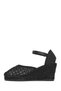 Women's Black Ankle Buckle Wedge Heeled Espadrilles 26Pfd20636F - 3