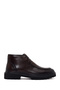 Men's Brown Zippered Lace-Up Leather Casual Boots Wm680058Dk