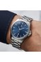 Men's Watch with Silver Steel Strap, Calendar, and Navy Blue Dial—2-Year Warranty—L-NT0024-3