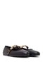 Women's Black Buckle Leather Ballerinas 26Pfd180318 - 2