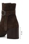 Women's Mink Zippered Thick Heeled Suede Leather Boots Wf180033Ds - 5