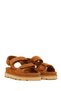 Women's Tan Strappy Thick Soled Suede Leather Sandals 26Sfd151610 - 3