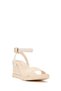 Women's Leather Ankle Buckle Wedge Heeled Straw Sandals 26Sfe4814M7 - 8
