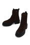 Women's Brown Zippered Thick Heeled Suede Leather Boots Wf170034Ds - 4