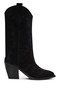 Women's Black Thick Heeled Suede Leather Boots Wf190066Ds