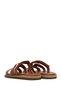 Women's Brown Strappy Leather Slippers 26Sfd360018 - 6