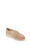 Women's Beige Buckle-Strapped Wedge Heeled Suede Leather Comfort Loafer 26Pfd411310 - 6