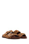 Women's Tan Studded Suede Leather Slippers 26Sfd550810 - 2