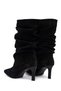 Women's Black Thin Heeled Suede Leather Boots Wf160013Ds - 8