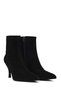 Women's Black Zippered Thin Heeled Suede Leather Boots Af220001Ds - 3