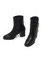 Women's Black Zippered Thick Heeled Leather Boots 25Wfd163118 - 3