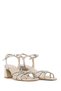 Women's Silver Ankle Buckle Stoned Thick Heeled Sandals 26Sfe3915Ts - 2