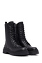 Women's Black Zippered Leather Boots Wf190025Dv - 5