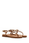 Women's Tan Buckle Flip-Flop Leather Sandals 26Sfd201018 - 2