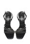 Women's Black Ankle Strap Stone Detailed Thin Heeled Sandals 26Sfe390232 - 5