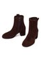 Women's Brown Zippered Thick Heeled Suede Leather Boots Wf220005Ds - 4