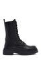 Women's Black Zippered Leather Boots Wf190025Dv