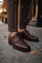 Men's Brown Lace-Up Thick Soled Leather Casual Shoes Wm750043Df - 2