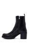 Women's Black Zippered Thick Heeled Leather Boots Wf190065Dv - 3