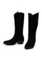 Women's Black Short Thick Heeled Suede Leather Cowboy Boots Af190037Ds - 6