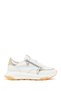 Women's White Lace-Up Zippered Thick-Sole Leather Sneaker 26Sfd371818